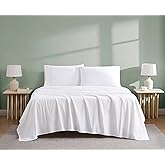 Linen Closet 100% Organic Cotton Queen Sheet 4-piece Set-Soft Percale Weave, Crisp, Cool Soft & Durable Breathable Bed Sheets, Deep Pockets Fit Mattresses up to 18"- Arctic White