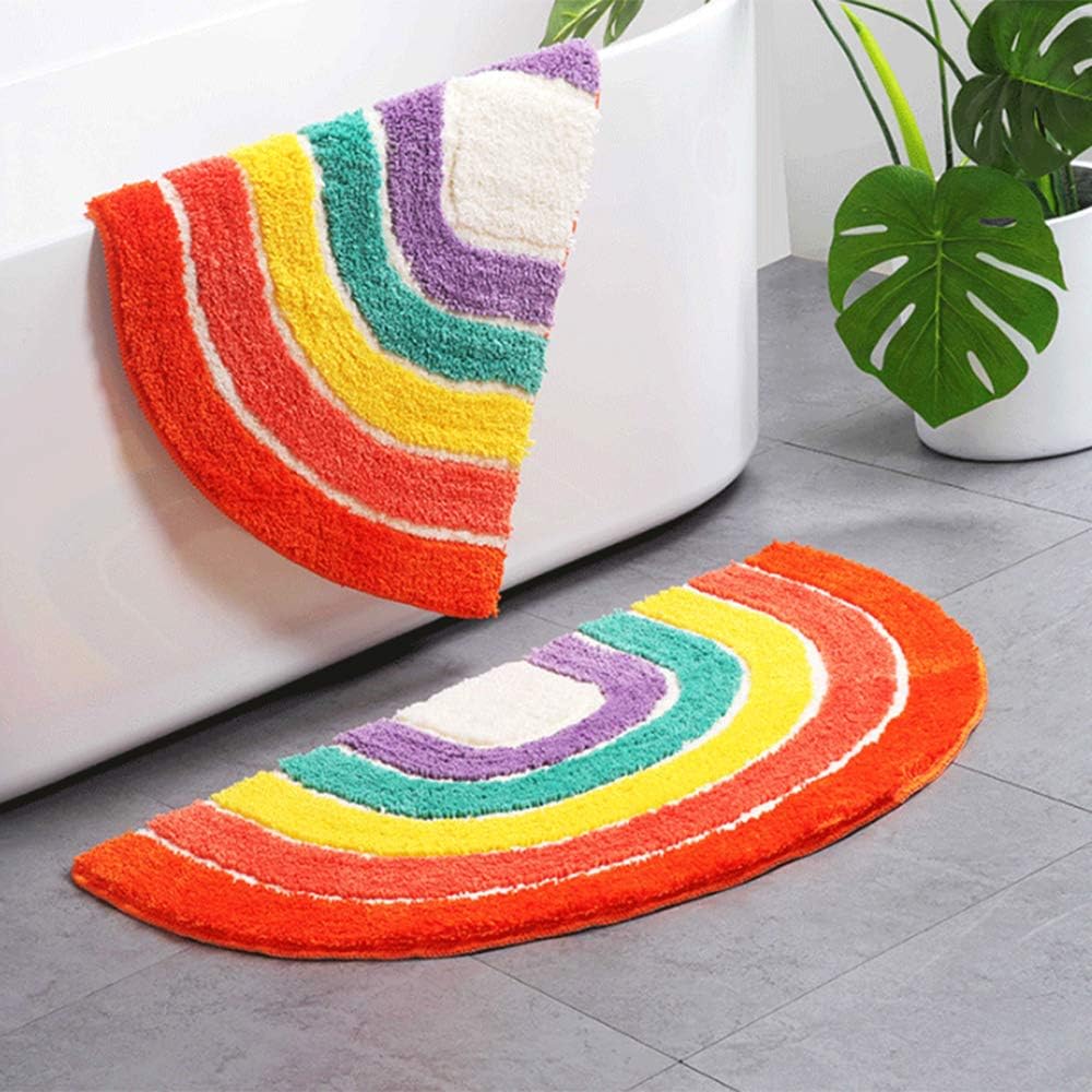 GREENWISH Rainbow Door Mat Half Round Floor Mat Bathroom