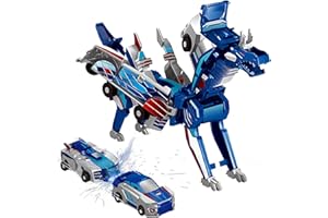 Collision Transforming Dinosaur Car Toy, Magnetic Dinosaur Transformer Car for Boys & Girls Party Favors Birthday Christmas (