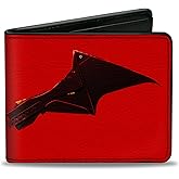 Buckle-Down DC Comics Wallet, Bifold, The Batman Movie Bat Wings Weathered Red Black, Vegan Leather
