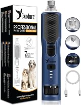 Candure 7-Speed Dog Nail Grinder 360° LED Light Rechargeable Cordless