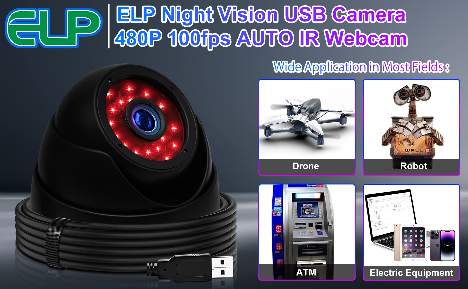 Sony IMX323 Sensor Mini Night Vision Dome USB Webcam HD 1080P UVC USB2.0 PC Camera 0.01LUX Low Light Home Surveillance Baby Camera for Computer, Laptop, Raspberry Pi