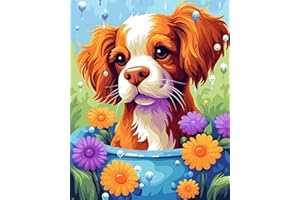 Linkmonde Kids' Painting by Numbers DIY Acrylic Painting Kit for Kids & Adults Beginner – 16” x 20” Colorful Cute Dog Art