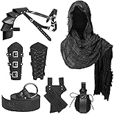 6 Pcs Medieval Knight Accessories,Renaissance Viking Beggar's Scarf Single Shoulder Guard Arm Guard Sword Sheath Waist Bag