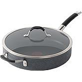 T-fal Stone Force Platinum Non Stick Jumbo Cooker w/Lid & Helper Handle 5 Quart, Oven Broiler Safe 400°F, Long-lasting Durability, Heat Indicator, Saute Pan, Deep Fry Pan, Skillet, Pots, Pans, Black