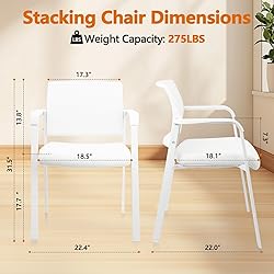 CLATINA Stacking Office Chairs | Mesh Back, Thicken