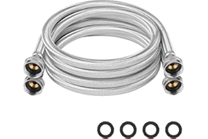 KEOKLE Premium Stainless Steel Washing Machine Hoses Universal Fit to All Hot and Cold Water Supply for Washing Machines (2 Pack),PVC Core -5 Years Quality Assurance (5 FT)