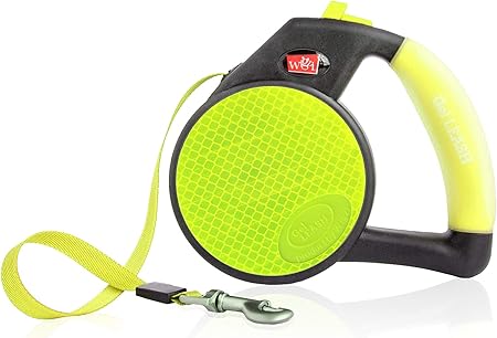 Amazon Com Wigzi Reflective Gel Retractable Leash Yellow Large Pet Supplies