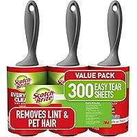 Scotch-Brite Lint Roller, Works Great on Pet Hair, Clothing, Furniture and More, 3 Rollers, 100 Sheets Per Roller (300 Sheets