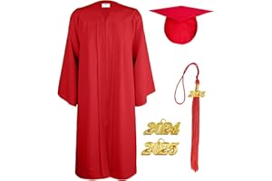 TngHui Unisex Matte Graduation Gown Cap 2024 2025 Year Charm for High School Rich in Color