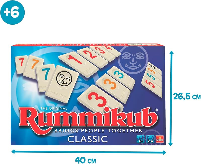 , Rummikub Original, 4 Jugadores, Juego De Mesa+6 Años, Juegos De Mesa Adultos Y Niños, Juego Estratégico De Fichas, Juego De Números De Estrategia para De 2 a 4 Jugadores(64550400)