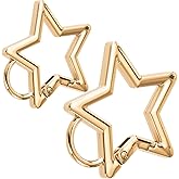 HINZIC 2 PCS Star Carabiner, 2 Sizes Zinc Alloy Star Shaped Keychain Clips Heavy Duty, Cool Carabiner Clip Accessories for Camping, Hiking, Fishing