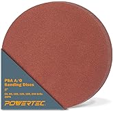 POWERTEC 110541, 30 Pack, 8" PSA A/O Sanding Disc | 60, 80, 100, 120, 180, 240, Assorted Grits, Red