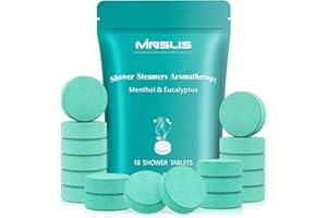 MINSLIS Shower Steamers Aromatherapy, 18-Pack Shower Bombs, Long-Lasting Shower Tablets Essential Oil Stress Relief and Relaxation Bath Gifts for Women and Men (Eucalyptus & Mint)