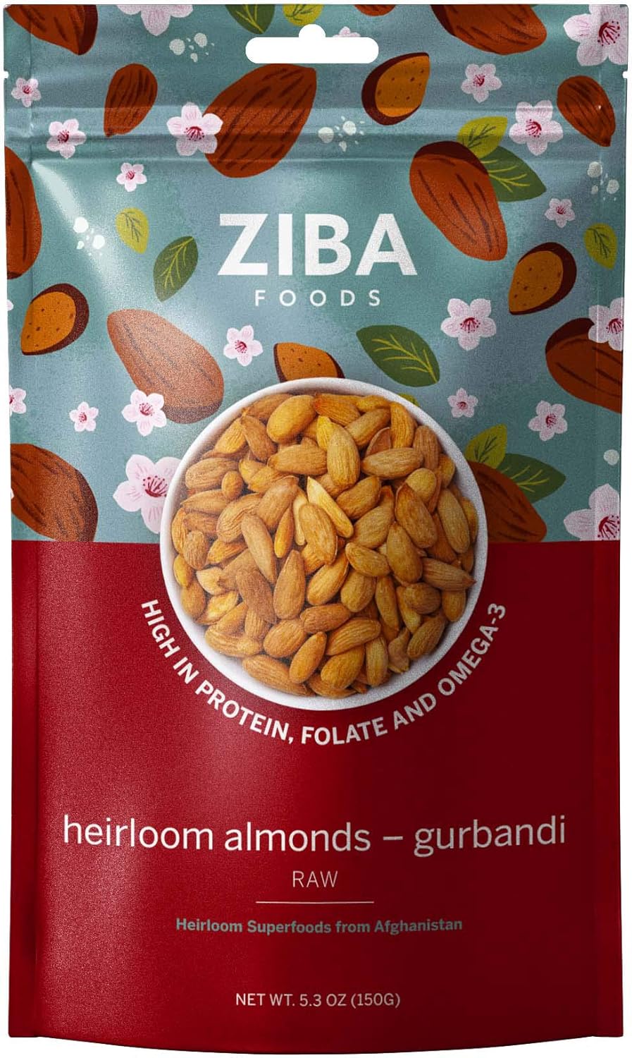 Ziba Foods Heirloom Gurbandi Raw Almonds NonGMO, Vegan