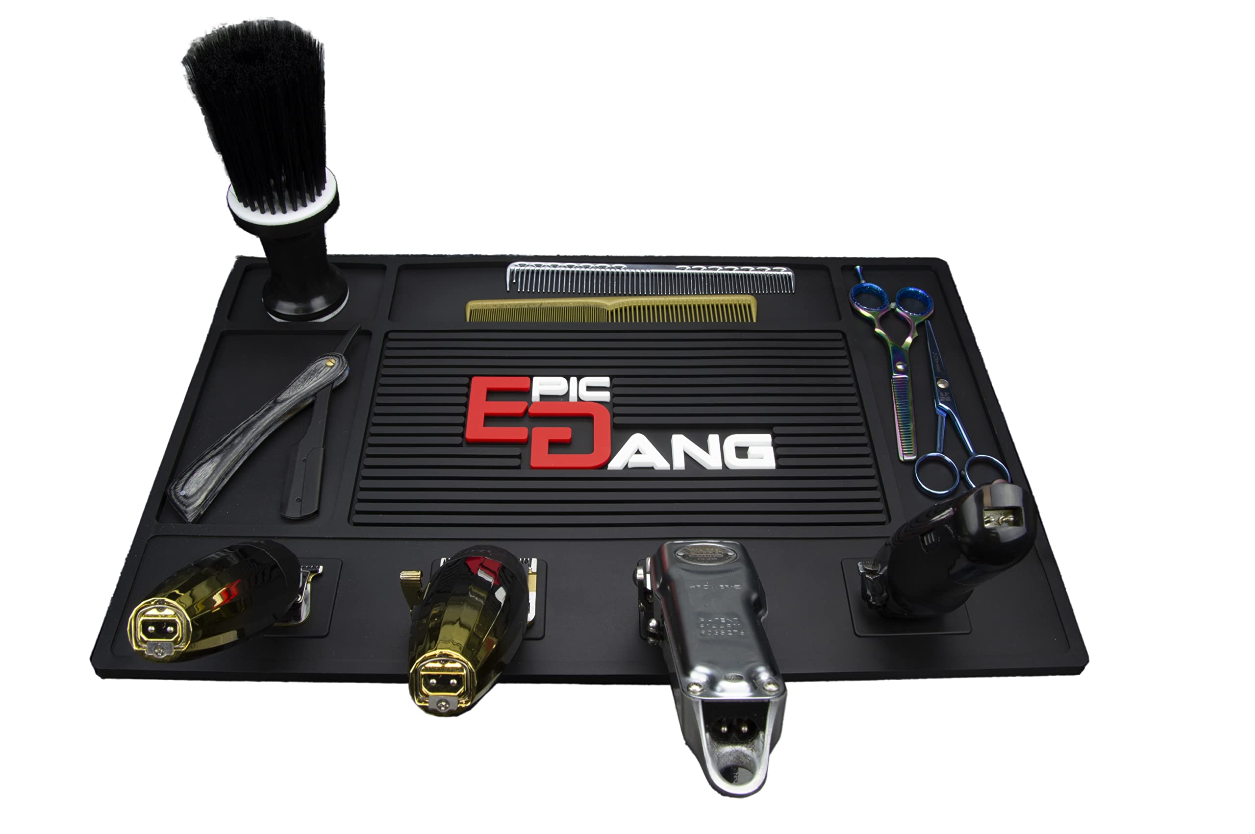 Magnetic Barber Mat For Station, Clipper Organizer Station Mat, Salon Barbershop Work Station Pads, Beauty Salon Tools, Counter mat for Clippers, Anti Slip (Front magnets)