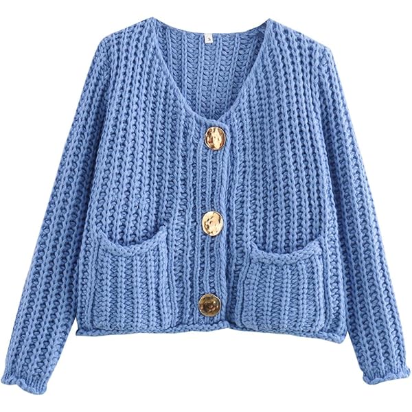Women's Cropped Cardigan Sweater Long Sleeve Button Down