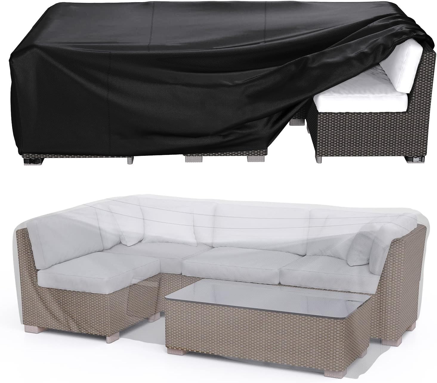 BROSYDA Garden Furniture Covers Waterproof 200x160x70cm with Air Vent, Heavy Duty 600D Rectangle Patio Outdoor Furniture Set Covers PU Coating, with Close Straps and Drawstring for Table Chair