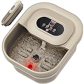 Heycool Collapsible Foot Spa with Heat, Bubble, Temperature Control, Foot Spa Bath Massager with 8 Massage Rollers, Pumice Stone, Pedicure Foot Bath for Relaxation,Stress Relief