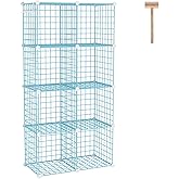 C&AHOME Wire Cube Storage, 8 - Cube Organizer Metal C Grids, Modular Shelves Units, Closet Organizer, Ideal for Home, Office, Living Room, 24.8" L x 12.4" W x 48.4" H, Blue UWCS3008B