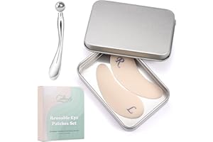 Creamify Reusable Eye Patches, Silicone Under Eye Patches with Lifting Effect to Reduce Wrinkles and Fine Lines, Pair with Metal Eye Cream Applicator,Tin Case