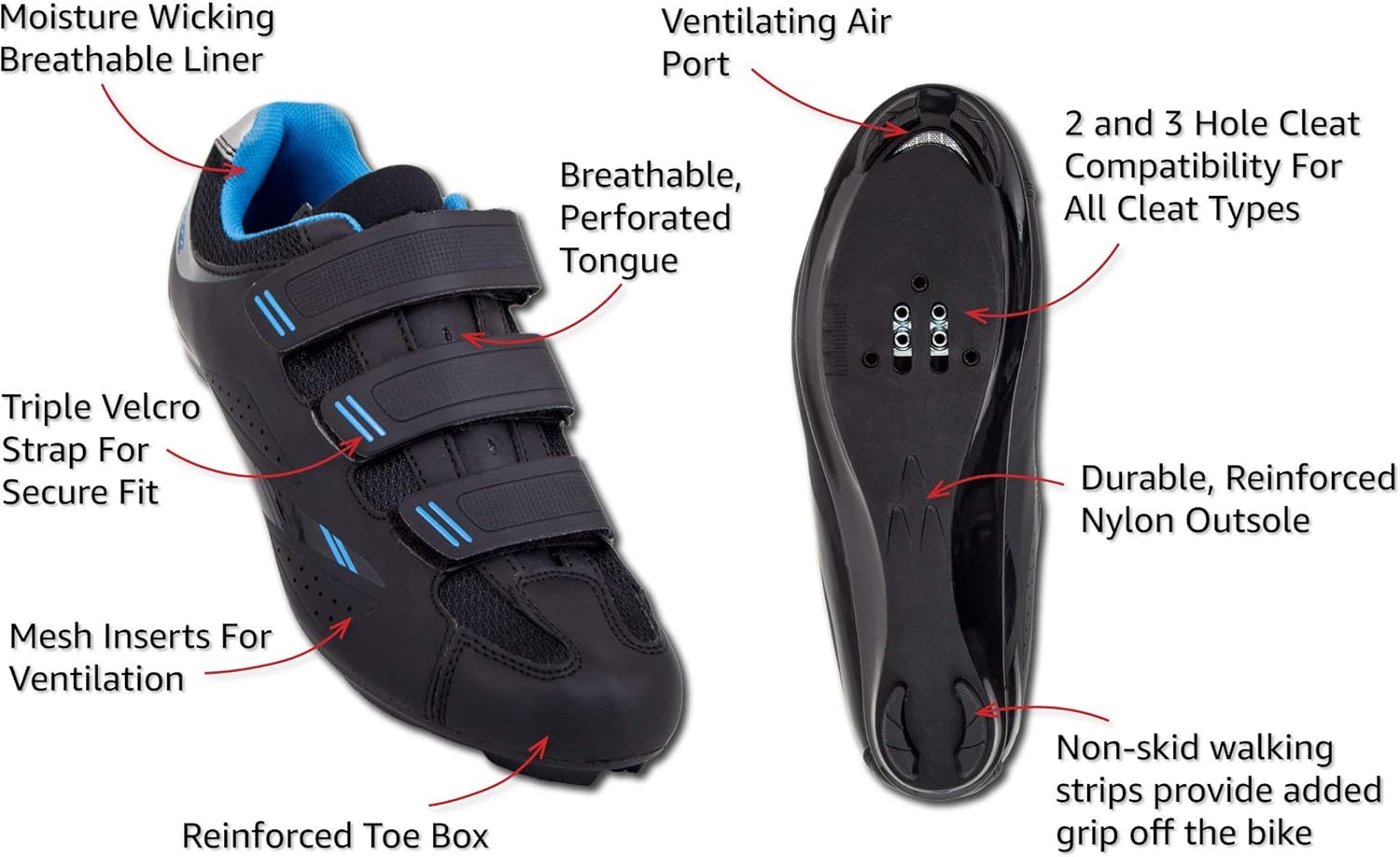  | Tommaso Pista Women's Spin Class Ready Cycling Shoe Bundle with Compatible Cleat, Look Delta, SPD - Black, Blue, Pink, White | Cycling