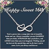 UNGENT THEM Infinity Heart Necklace for 13 16 18 Year Old Birthday Girls, Birthday Present for Daughter Granddaughter Friends