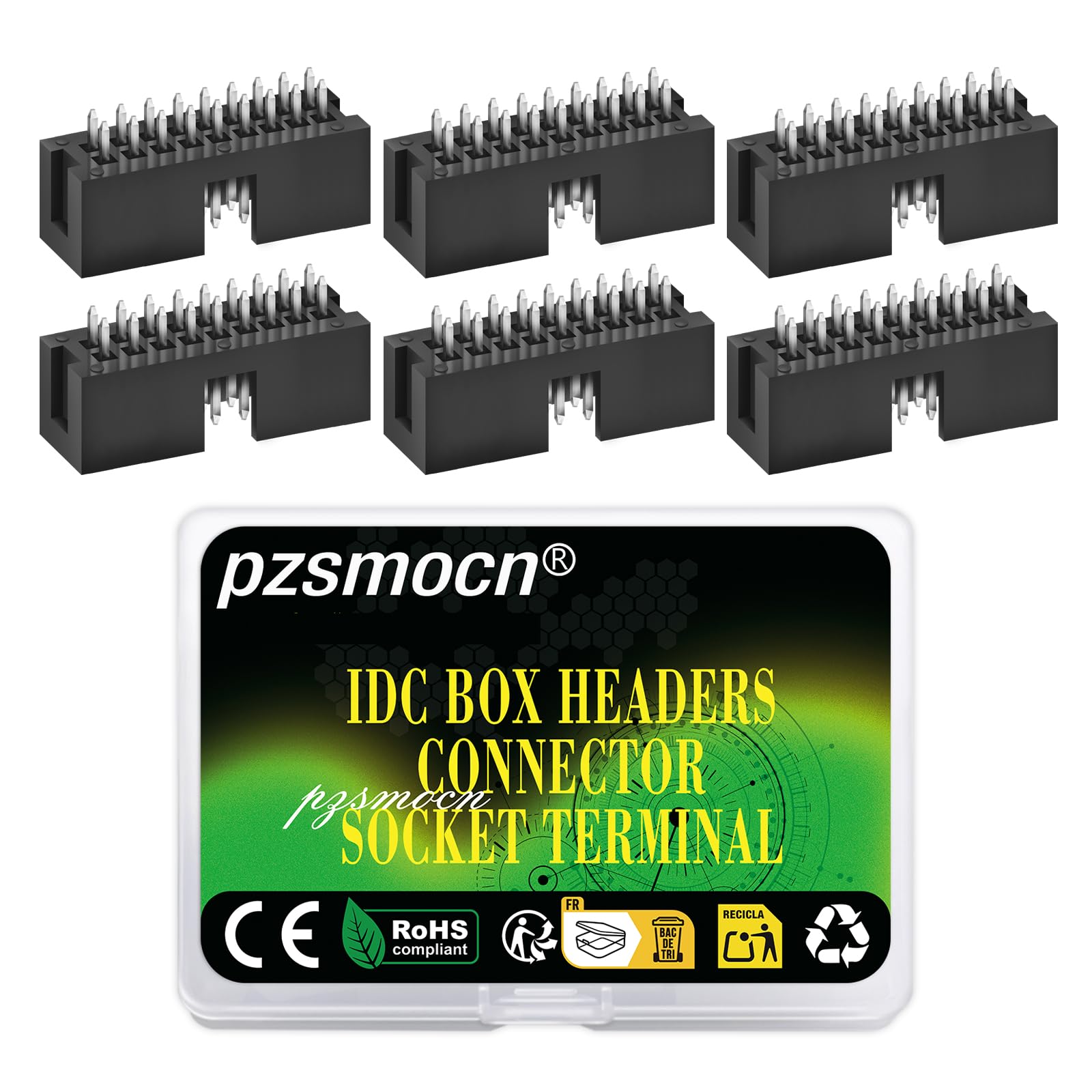 Pzsmocn 20 Pieces IDC 2 * 9 Double Row 2.54 mm Pitch JTAG ISP 18-Pin Straight Pin in-line Box Header Connector Adapter Cable Male Socket Terminal for PCB Electronic Equipment Projects.