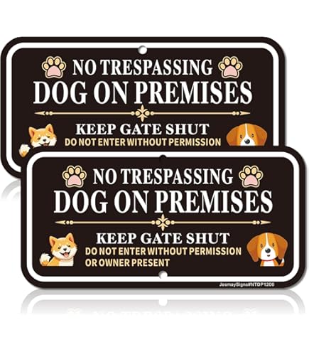 Phyabe 2 Pack No Trespassing Dog On Premises Keep Gate Shut Do Not Enter Sign, 7 X 10 Inch Rust Free Aluminum Beware Of Dog Sign, Weather Resistant, Waterproof, Durable Ink, Easy