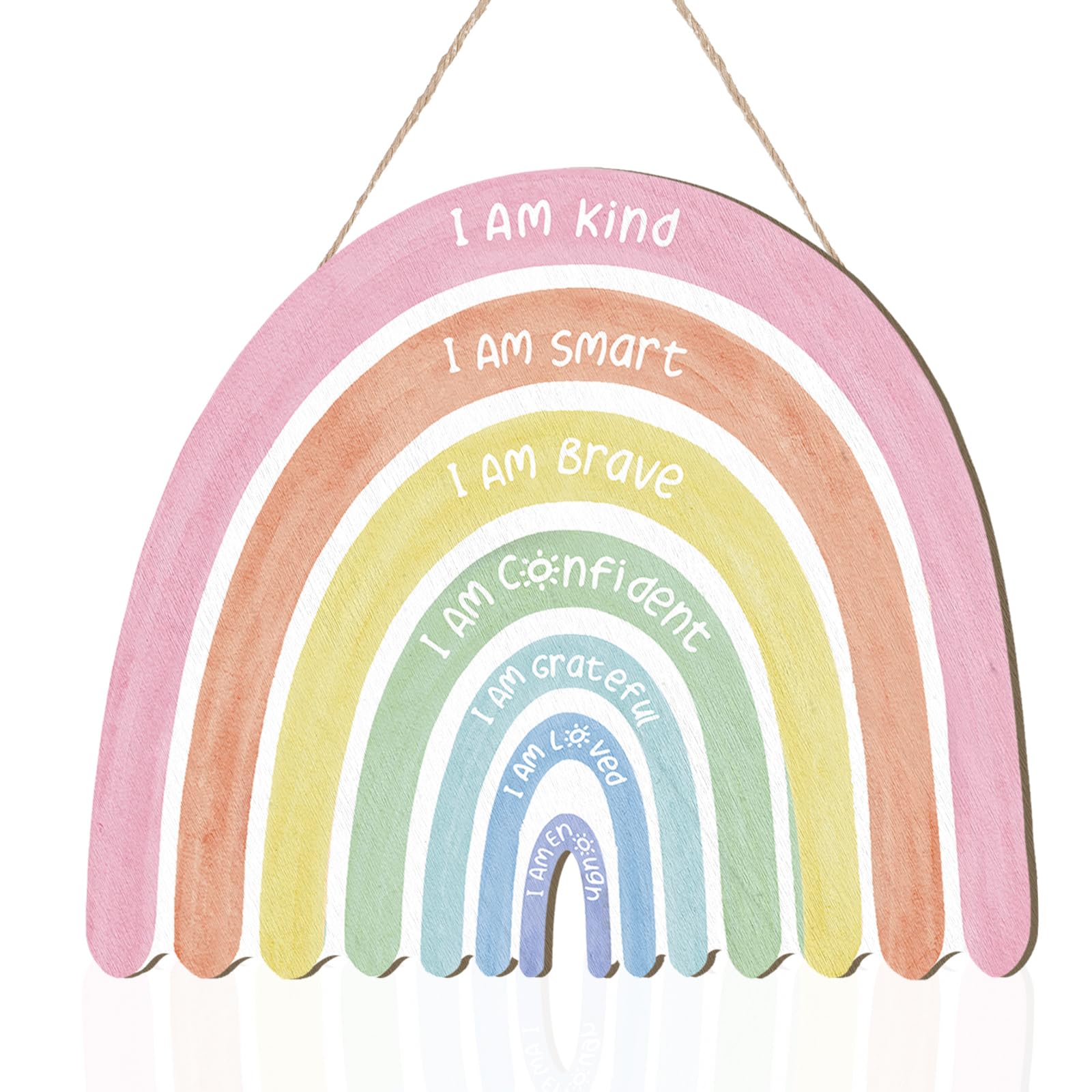 Photo 1 of CroBlissful Rainbow Classroom Decor Boho Pastel Rainbow Decor Art for Kids with Inspirational Quote Wood Door Hanging Decoration for Nursery Playroom Bedroom 11.81 x 10.24 Inch(Watercolor)