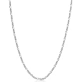 ARGENTO REALE 925 Sterling Silver Figaro Link Chain Necklace - 1.5MM 2MM Silver Figaro Link Necklace for Pendants Women 18-30