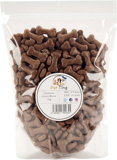 Pet Ting Premium Gravy Bones Dog Biscuit 1kg Wheatmeal Brit Built