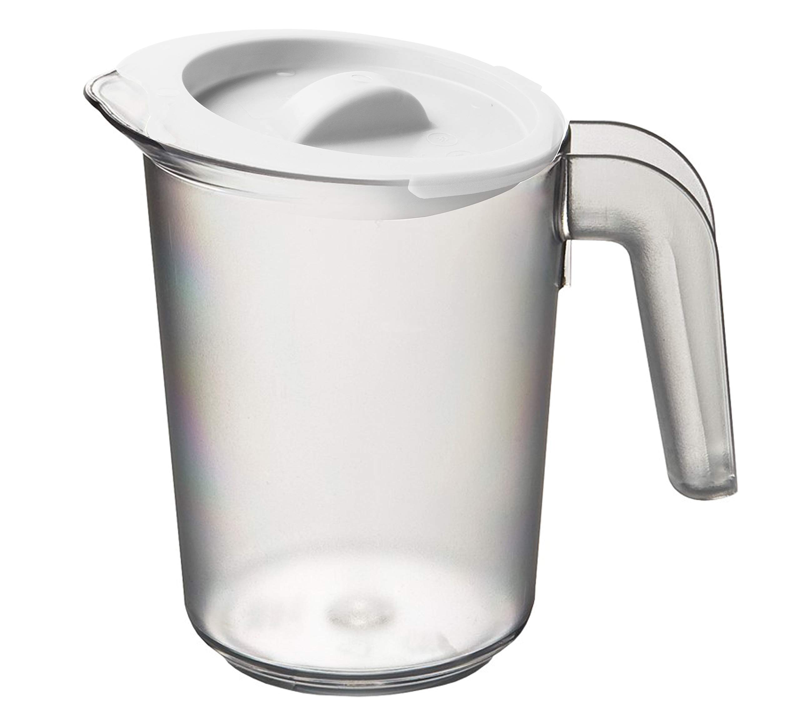 Roltex Small 500ml Plastic Frosted Clear Jug and White Lid Reusable Virtually Unbreakable