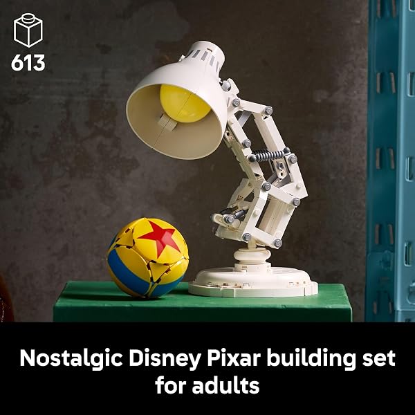 LEGO IDEAS DISNEY PIXAR LUXO JR. – ROOM DECOR AND BUILDING SET FOR ADULTS – OFFICE AND DESK DECOR FOR WOMEN AND MEN, AGES 18+ – BRICK-BUILT LAMP DIY KIT – COLLECTIBLE GIFT IDEA FOR MOVIE FANS – 21357