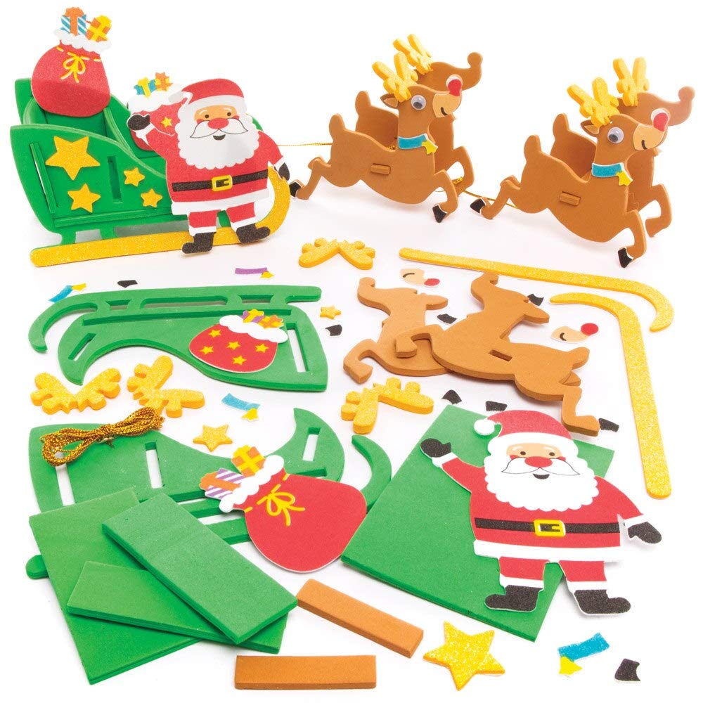 Baker Ross AT175 Reindeer & Sleigh Kits, Christmas Arts and Crafts (Pack of 2), Assorted