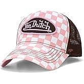 Von Dutch Monogram Trucker Cap - Retro Snapback Cap for Men and Women - Adjustable Snap Fit Panel, Mesh Rear, Curved Bill