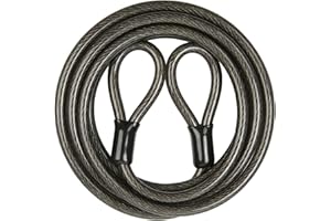 YUXLNJXEM Steel Security Cable Lock25 Ft: Heavy Duty 12MM Braided Cable Flexible with Loops - Vinyl Coating&PVC Wrap Rust Proof for Anti-Theft of Bikes/Gates/Motorcycles/Furniture​