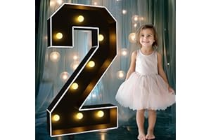 Ledido 3FT Marquee Light Up Letters Black Mosaic Letters Large Lighted Marquee Numbers Large Marquee Letters for Party Wedding Baby Shower, LED Marquee Letter Lights Sign Black Marquee Number 2