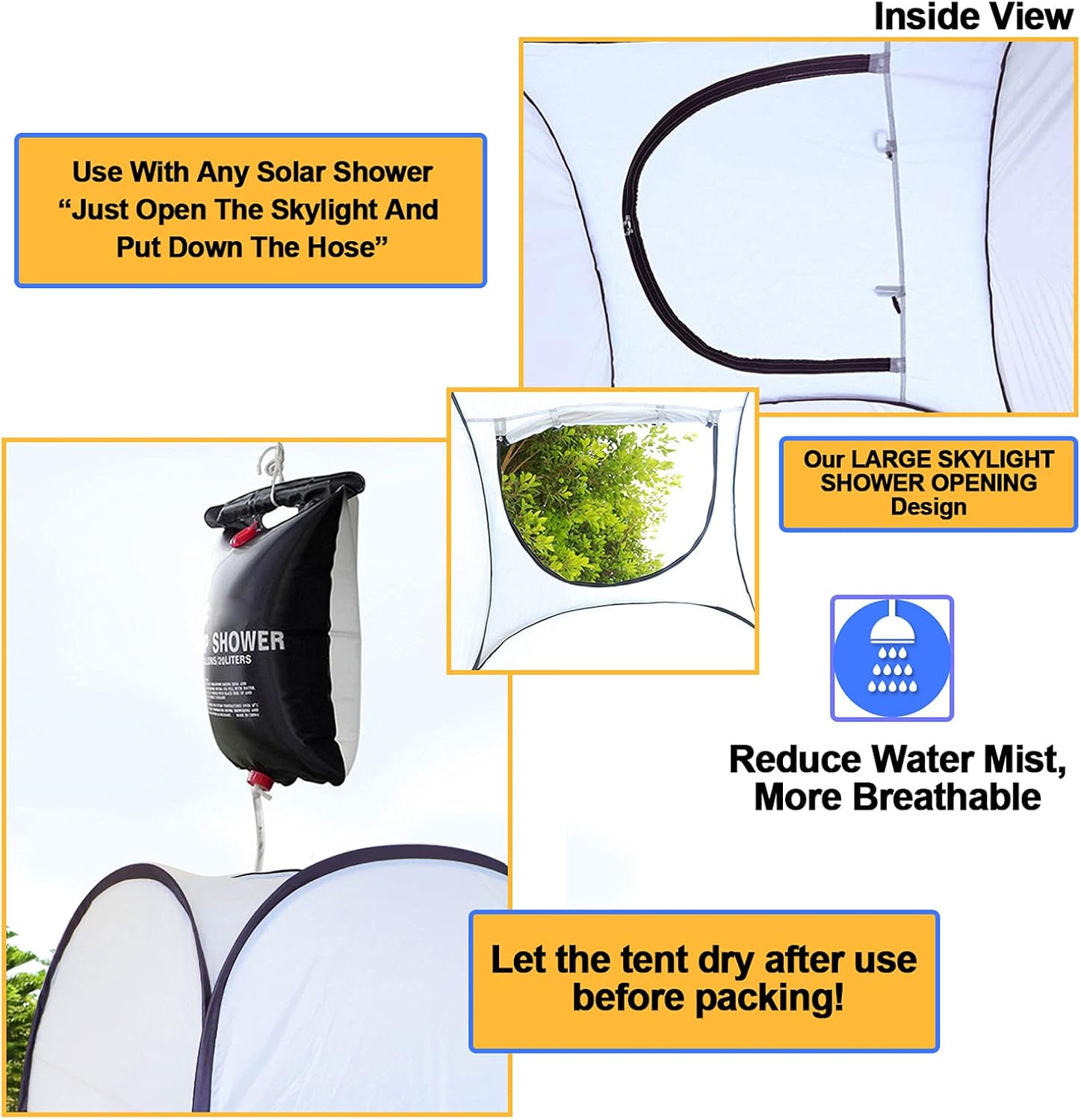 Leader Accessories Pop Up Shower Tent Dressing Changing Tent Pod Toilet Tent 4' x 4' x 78"(H) Big Size (1Grey): Sports & Outdoors
