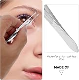 Lurrose 24pcs Flat Tip Tweezers Silver Stainless Steel Eyebrow Tweezer Hair view 3