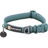 Ruffwear, Front Range Dog Collar, River Rock Green, 14"-20" | Durable Tubelok Webbing, Lightweight Adjustable, Side Release Buckle with Aluminum V-Ring &amp; ID Tag Silencer for Everyday Use