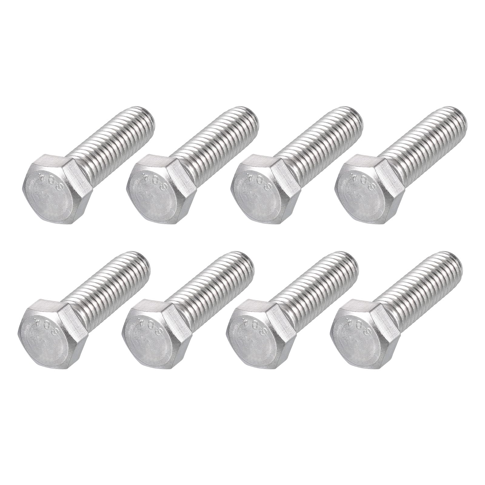 METALLIXITY Hex Head Bolts (7/16-14 x 1-1/2") 8Pcs, 304 Stainless Steel 18-8, Fully Threaded, External Hex Drive, Plain Finish, Hex Head Screw Bolt, Silver โ image 1