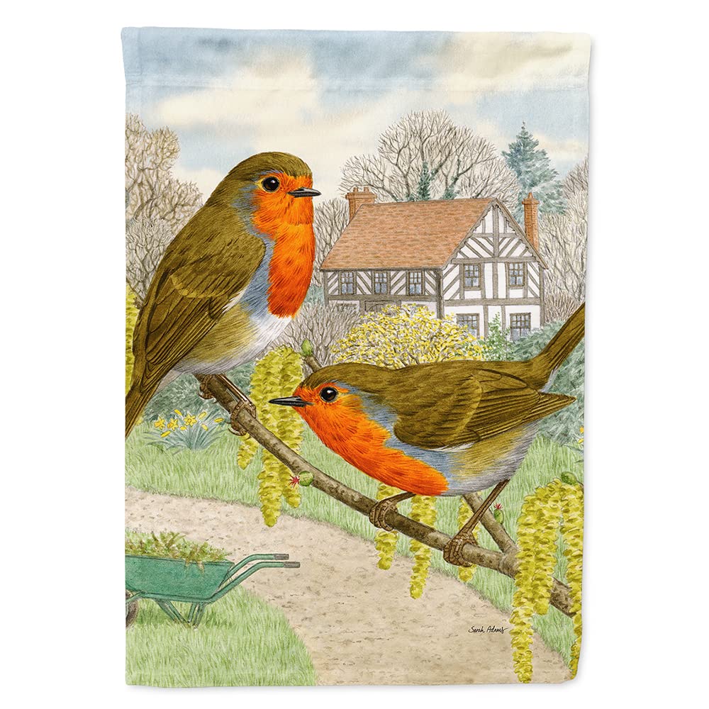 Caroline's Treasures ASA2097CHF European Robins Canvas House Size Flag, Multicolor, Large
