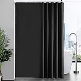 Furlinic Shower Curtain Mould Proof Waterproof 78x94 Inch Black with 12 Hooks