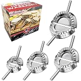 KAYCROWN Empanada Maker Press, Stainless Steel Dumpling Maker Set, 2-in-1 Dough Cutter Dumpling Mold Set for Ravioli, Pierogi, Turnovers, Calzone, Dumpling, 4 Sizes (XL/6"+L/4.75"+M/4"+S/3.25")