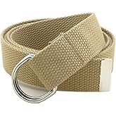 Thin Web Belt Double D-Ring Buckle 1.25" Wide with Metal Tip Solid Color