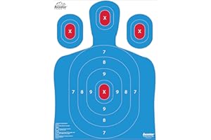 Ascentor Silhouette Shooting Target - Large Size 18 x 24 - Multiple Aiming Zones - Blue