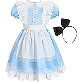 ReliBeauty Princess Deluxe Glittering Halloween Dress with Apron Bow Hair Band