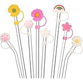 Patelai 8 Pieces Silicone Straw Tips Cover Reusable 6-8 mm Drinking Straw Lids