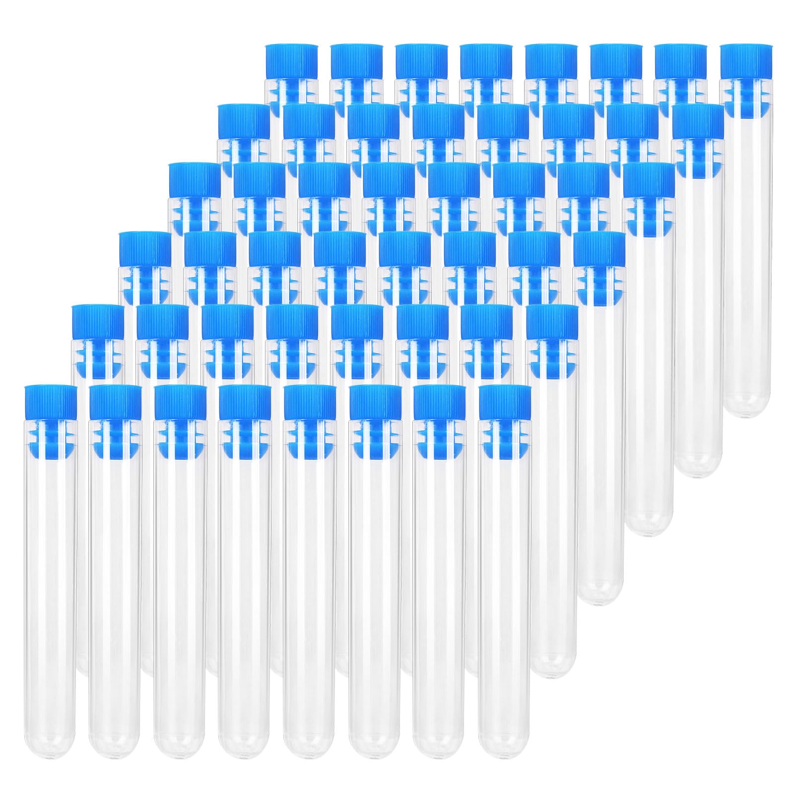 Photo 1 of 100 Pieces of Transparent Plastic 16x100mm (10ml) Test Tube Set with lid, Used for Scientific Experiments, Gatherings, Storage, and Decorating Houses
